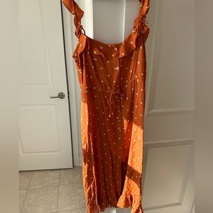 For love and lemons adjustable tie strap button front midi dress size L